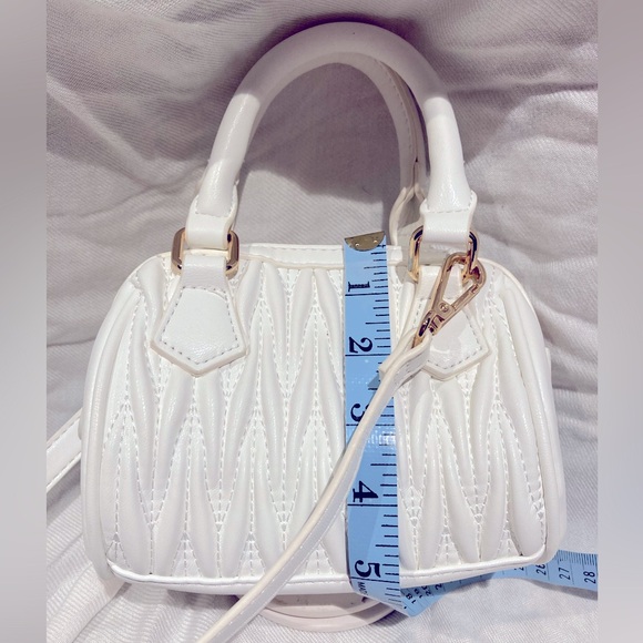Mini Miu Miu-Style Crossbody Bag, White Faux Leather, Gold-Toned Hardware - Picture 9 of 10